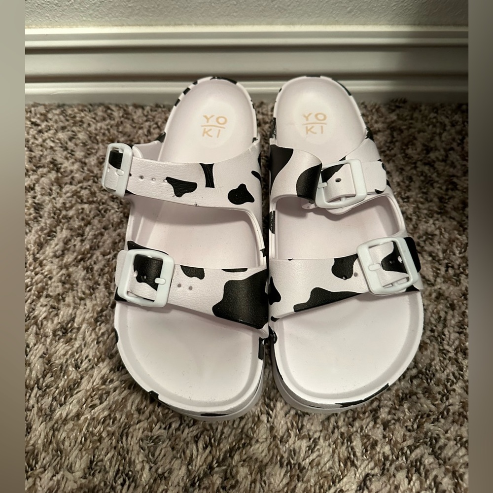 Cow Print Platform Foam Sandals
